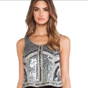 Parker Silver Sequin Eliza Tank Top